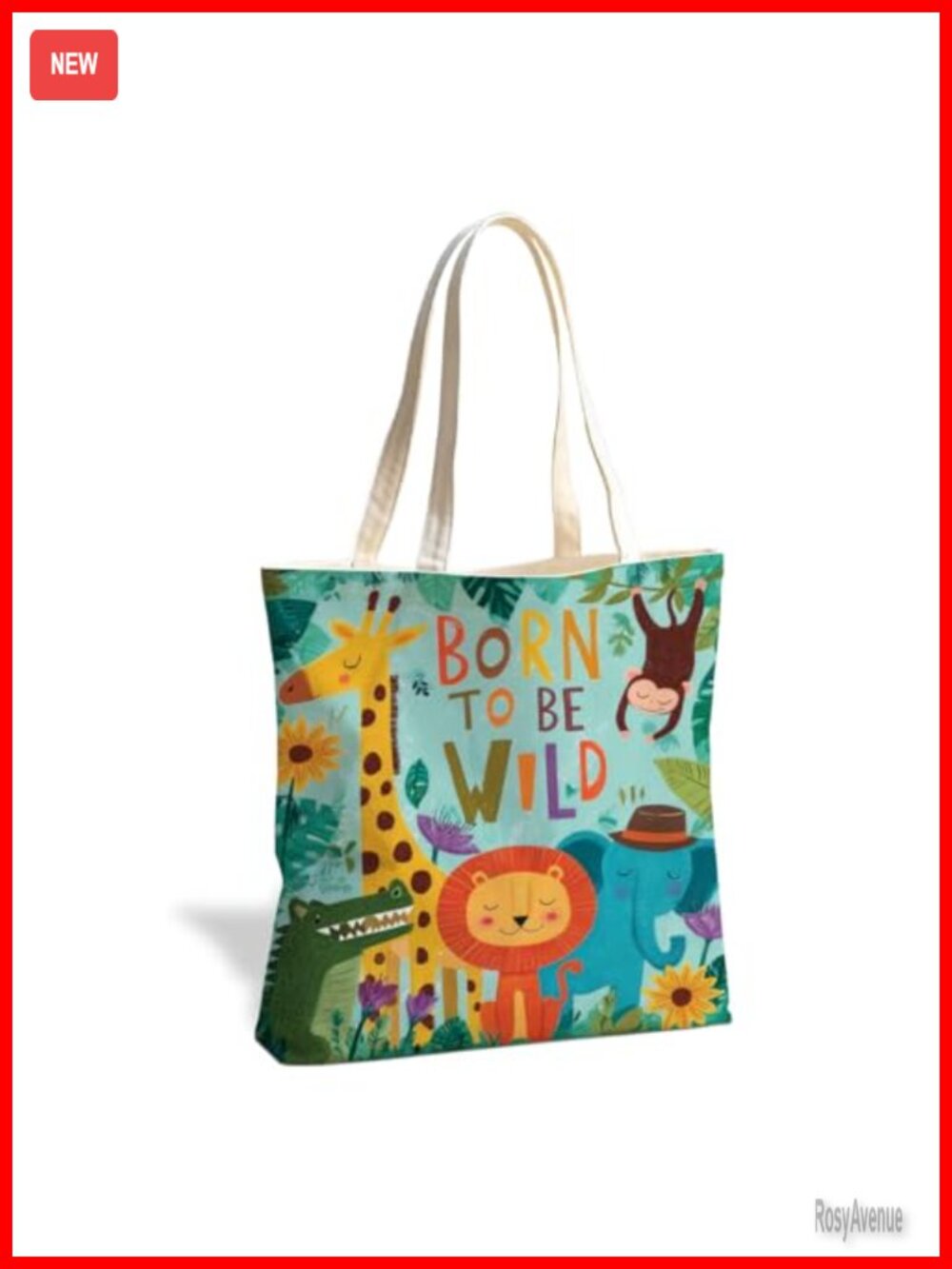 Animal Print Reusable Canvas Tote Bag Double-Sided Print Everyday Carryall